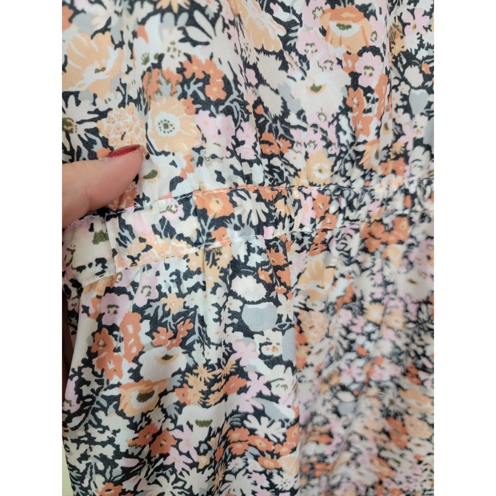 Ann Taylor Loft Women's Dress Collared 3/4 Roll-Tab Sleeves Size Large Floral - Picture 8 of 8